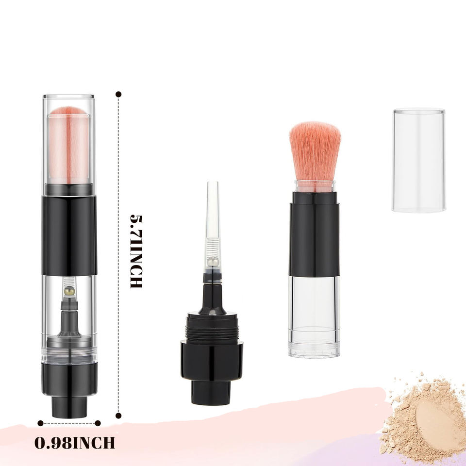 Beauty Brush démonté : base dévissable, corps et capuchon